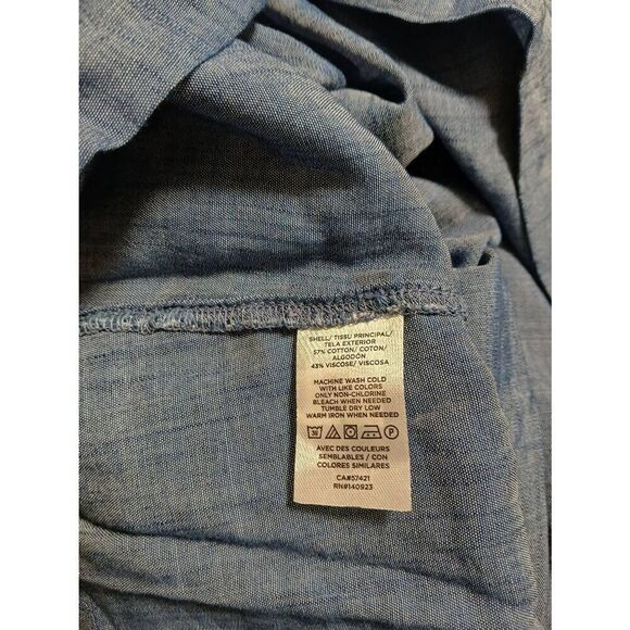 Ann Taylor women large lightweight tank shirt blue cotton viscose thin denim top - Picture 5 of 6